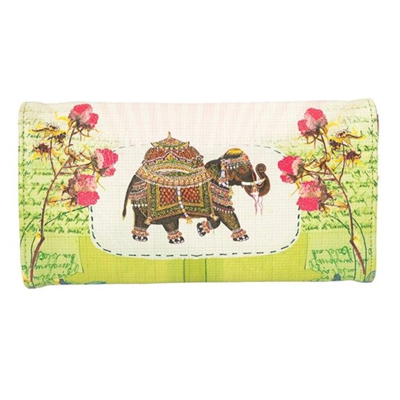 NWT NEW Papaya Fancy Elephant Tri Fold Wallet Vegan Leather - Picture 1 of 5